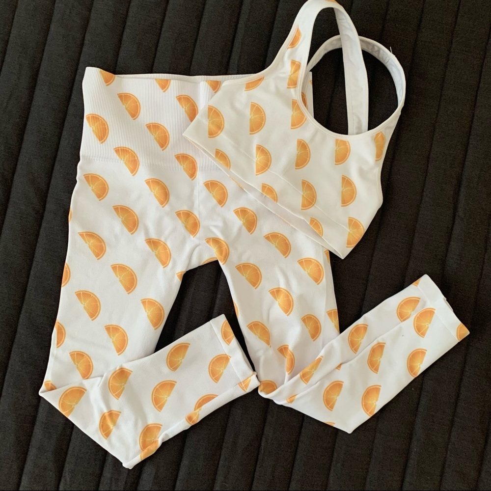Morgan Stewart Sport Orange fruit Legging & Bra